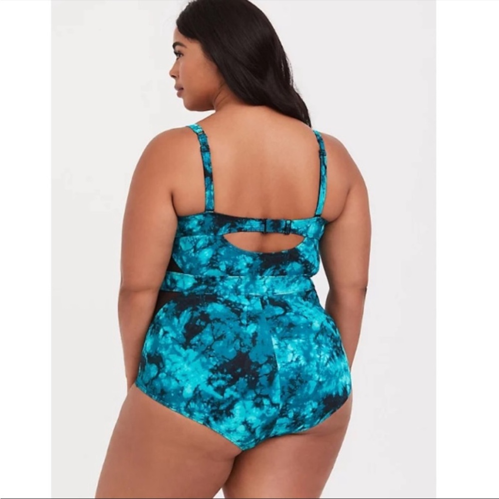 Torrid teal and black tie dye one piece swimsuit 4X 26 plus size - Picture 2 of 8